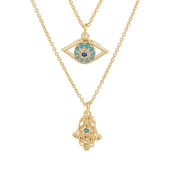 Layered Evil Eye Duo Necklace - Picture 3 of 6